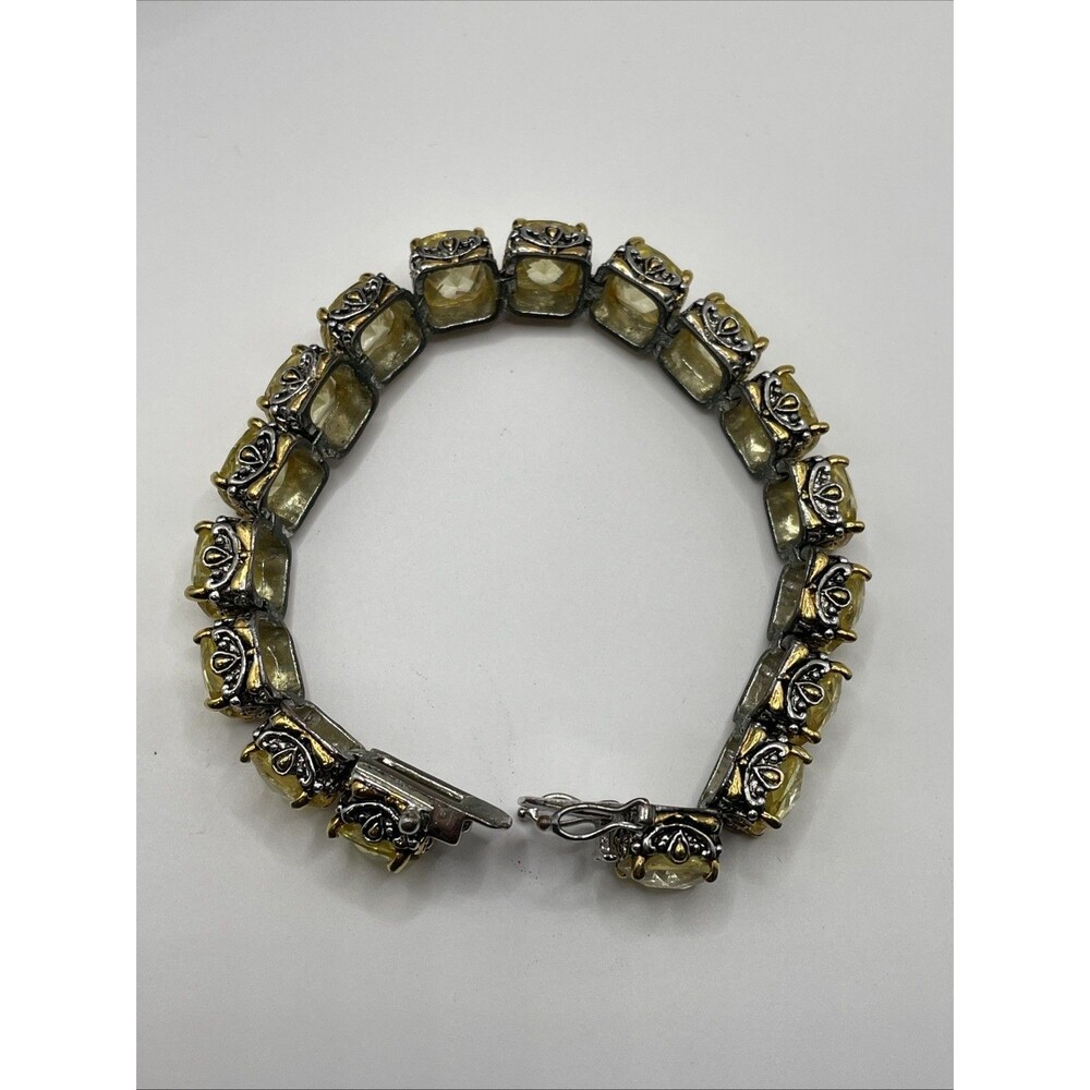 Park Lane Signature Bracelet 7.5” Gold Silver Two Tone CZ Golden Topaz NOTE WEAR - Picture 9 of 16